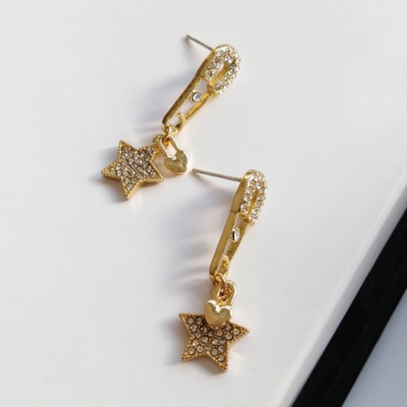 Lagom Studio Jewelry - 💙Safety Pin Stars Heart Earrings